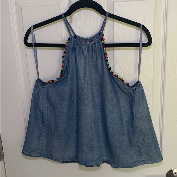 Honey punch tank with pompom accents size small - Picture 1 of 11